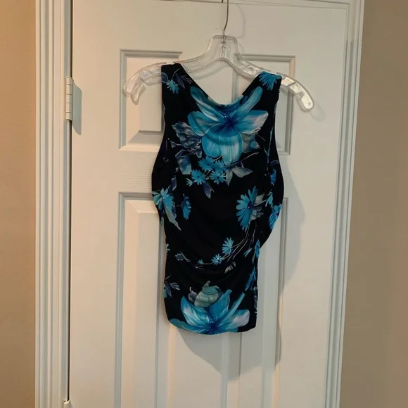 Cache Vibrant Blue and Black Floral Blouse - Picture 2 of 4